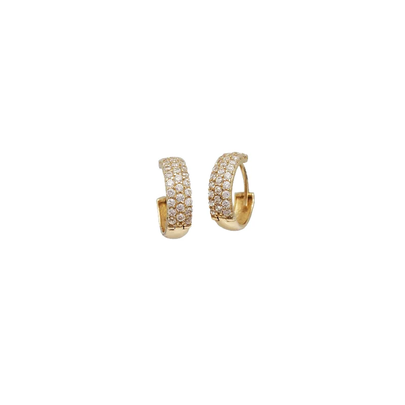 classic hoop earrings for women-Zirconia Huggie Earrings (14K)