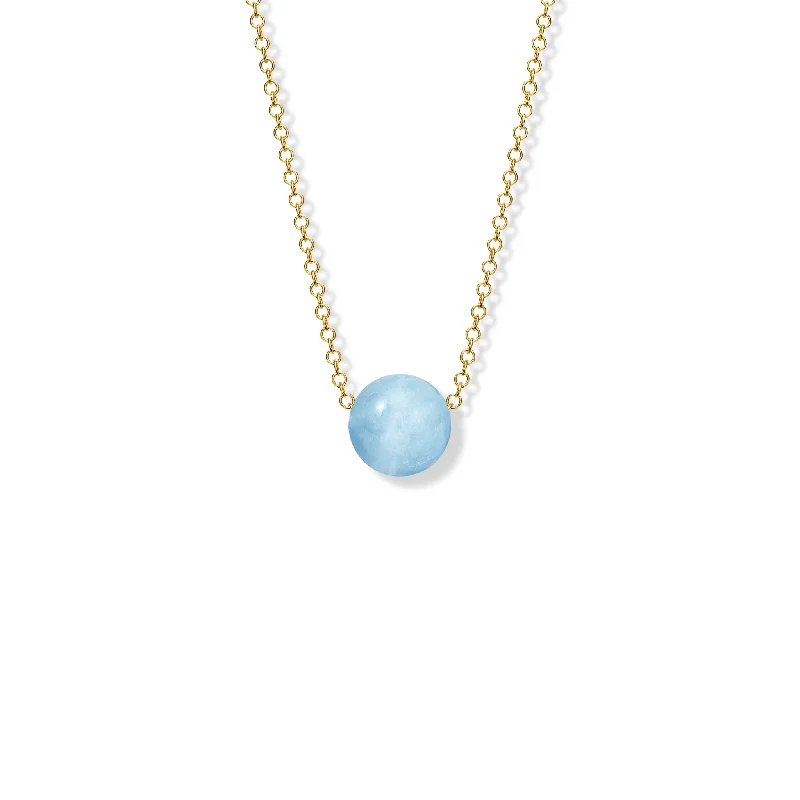 statement crystal necklaces for women-Pelota Necklace Yellow Gold - Aquamarine