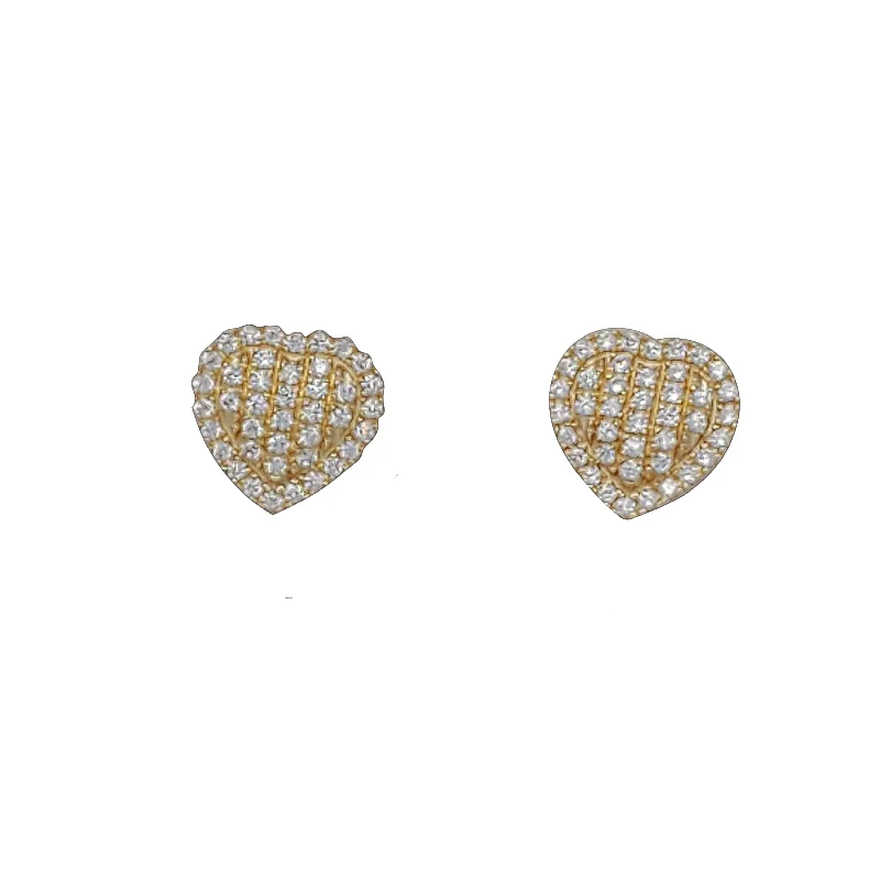 chandelier diamond earrings for women-Iced-Out Heart Stud Earring (14K)