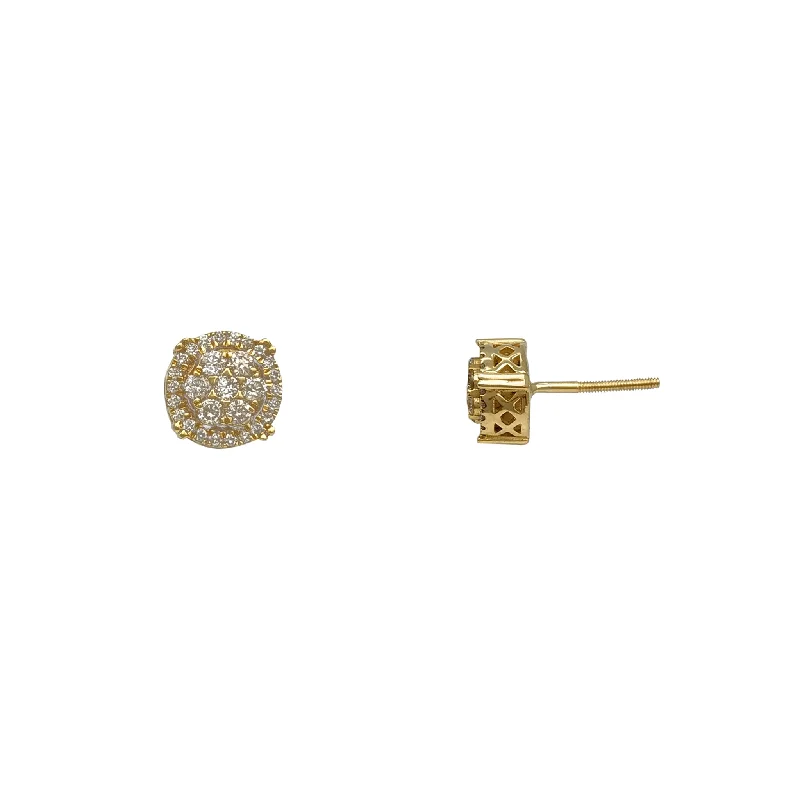 contemporary earrings for women-Diamond Iced-Out Cluster Stud Earrings (14K)