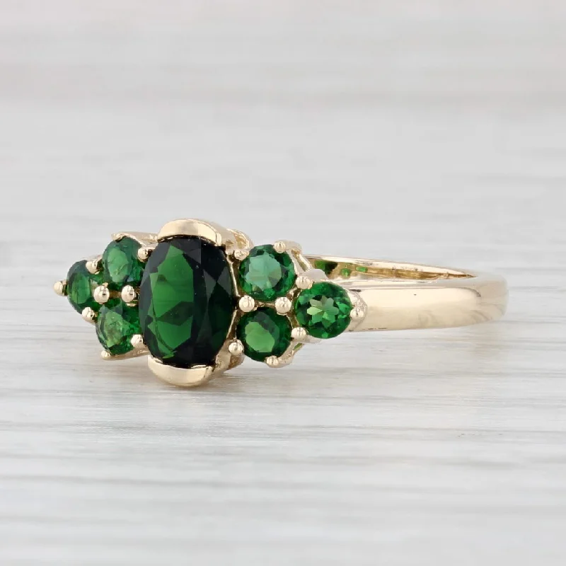 vintage-inspired halo engagement rings for women-1.64ctw Green Chrome Tourmaline Ring 14k Yellow Gold Size 8