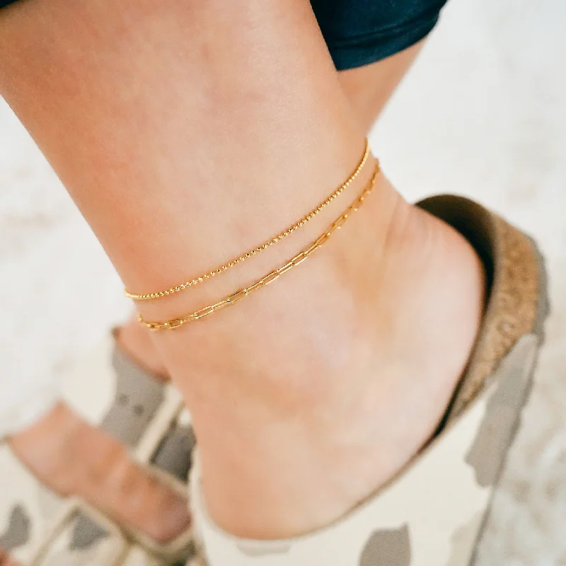 gold anklets for women-Graffetta Gold Layering Anklet Set