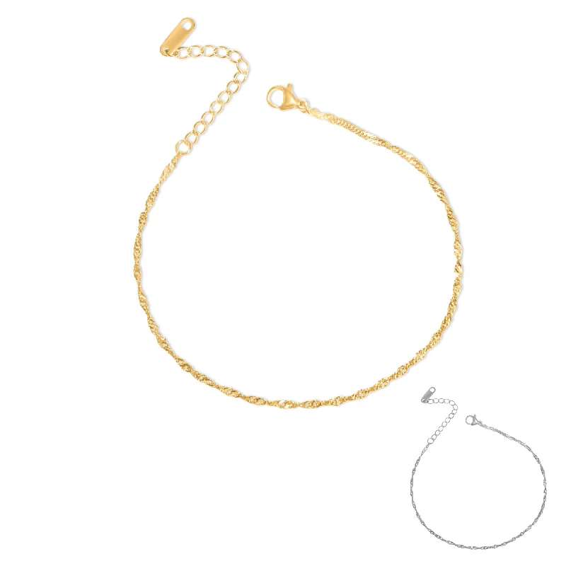 fine gold anklets for women-Twist Chain Anklet