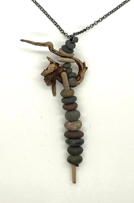 choker necklaces for women-Rock and Driftwood Stack Necklace