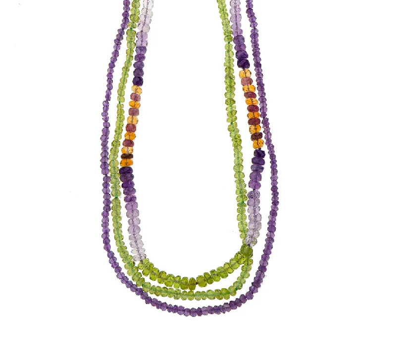 layered necklaces for women-Nava Zahavi Amethyst, Citrine and Peridot Necklace