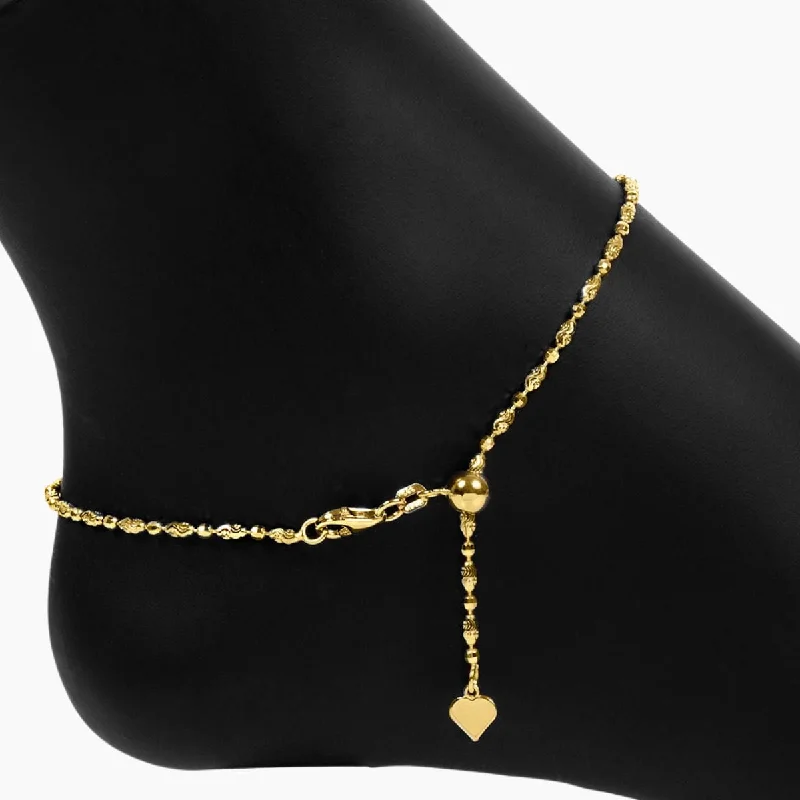 summer anklet jewelry for women-Adjustable Luna Bead Anklet (Gold)