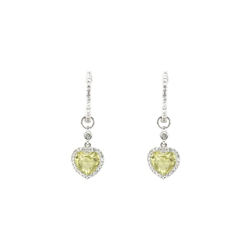 heart-shaped earrings for women-Yellow Heart Diamond Dangling Earrings (14K)