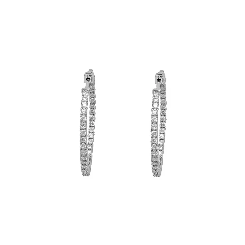 trendy earrings for women-Hinged Hoop 14K White Gold