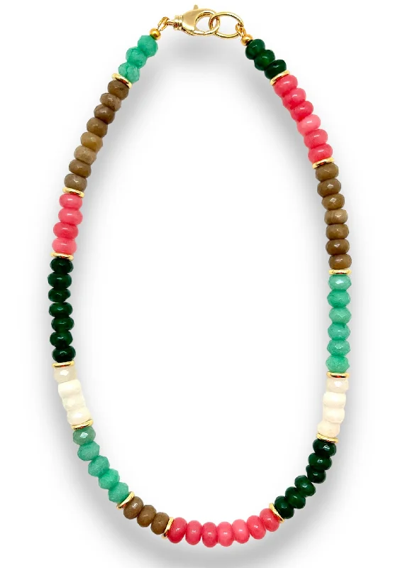 chakra necklaces for women-Multicolored Jade Beaded Necklace