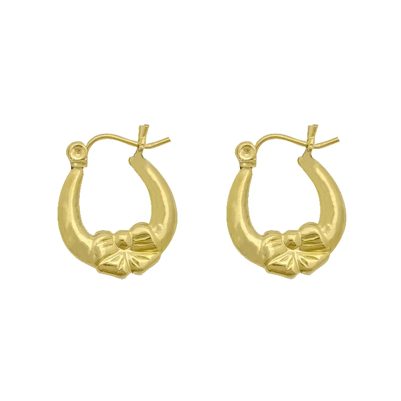 stacked earrings for women-Ribbon Bow Hoop Earring (10K)