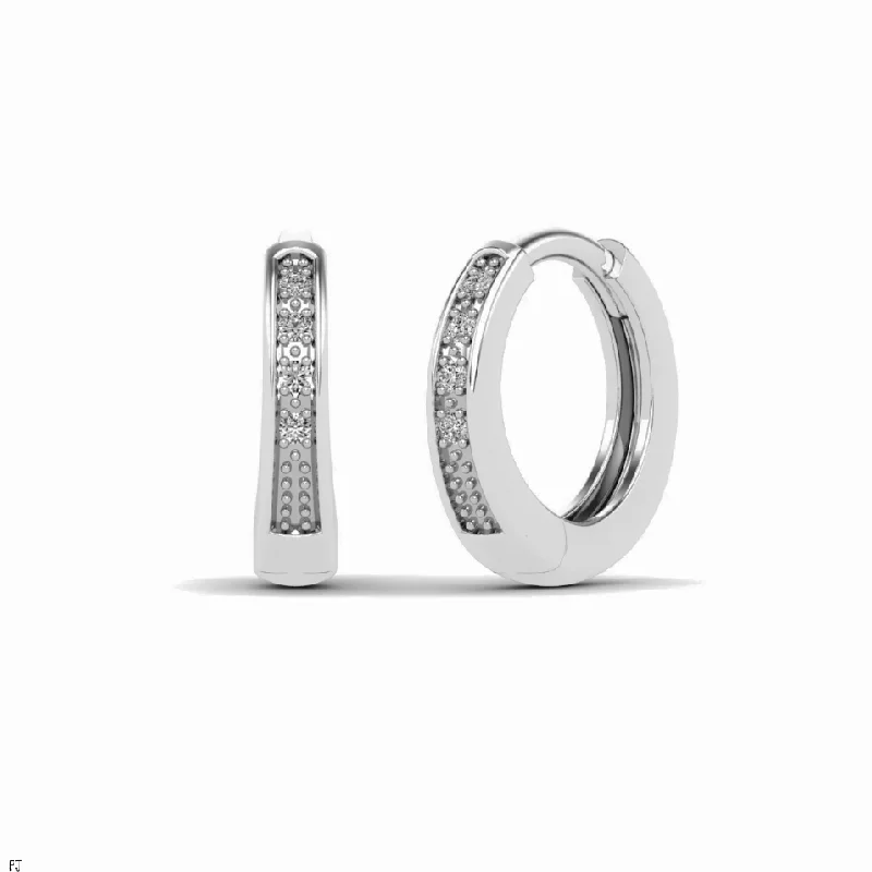 affordable earrings for women-Diamond Hoop Earring (14K)