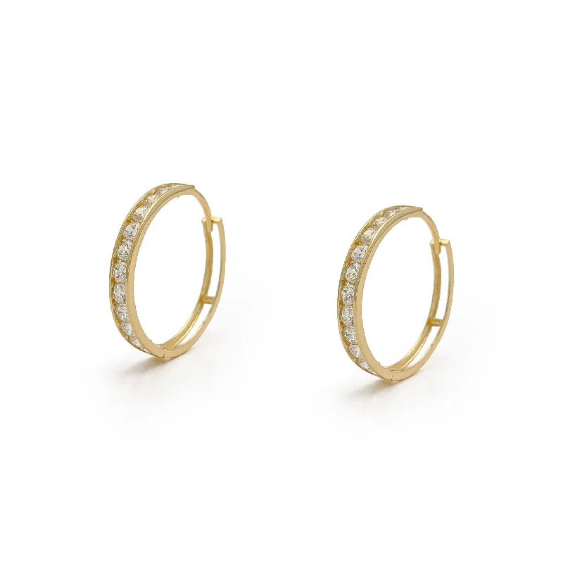 diamond drop earrings for women-Eternity Hinged Hoop Earrings (14K)