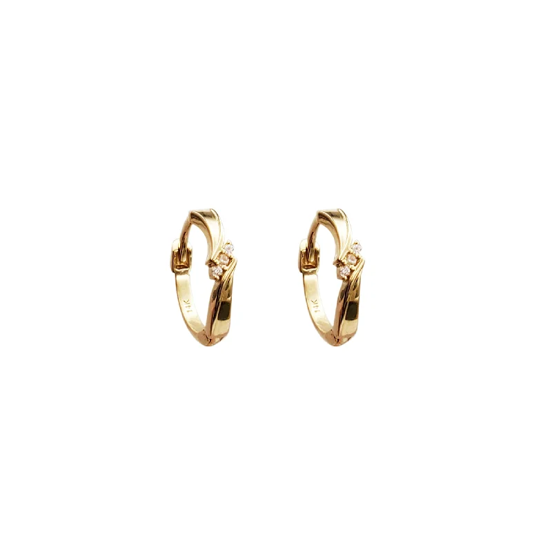 matching hoop earrings for women-Swift Huggie CZ Earrings (14K)