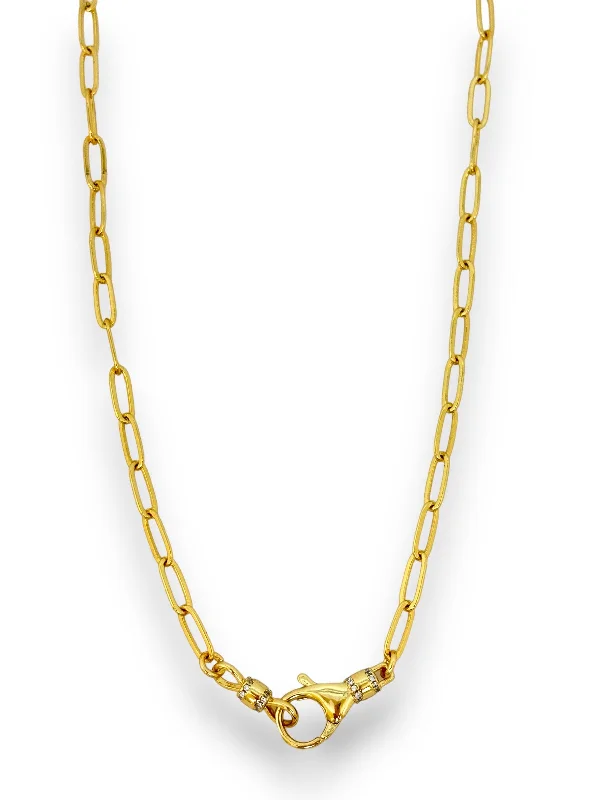 wedding necklaces for women-18K Gold Medium Paperclip Chain