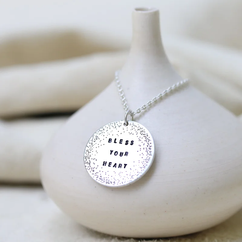 diamond pendant necklaces for women-BLESS YOUR HEART | SMALL COIN NECKLACE