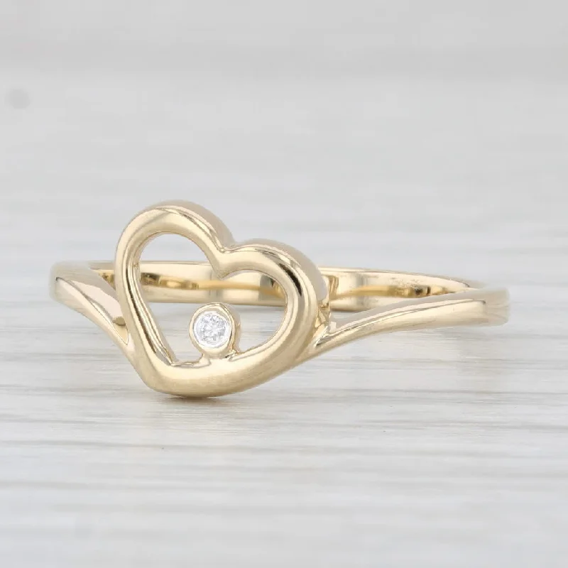 matching engagement rings for women-Diamond Accented Heart Ring 14k Yellow Gold Size 7.5