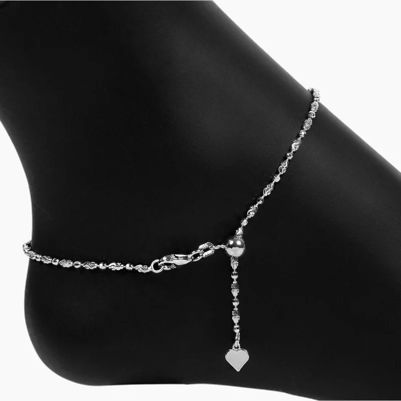 friendship anklet sets for women-Adjustable Luna Bead Anklet (Silver)