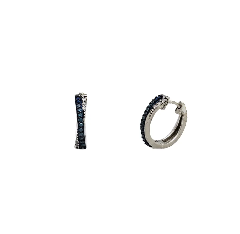 luxury gemstone earrings for women-Blue Diamond Intercept Huggie Earrings (10K)