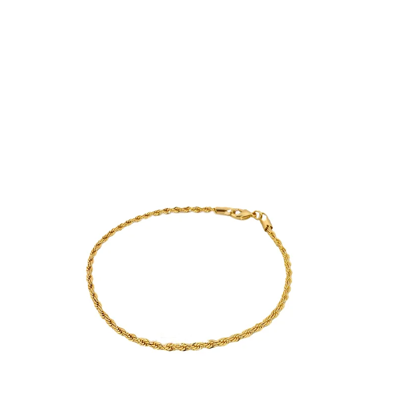 ankle bracelets with pearls for women-gold plated rope chain anklet