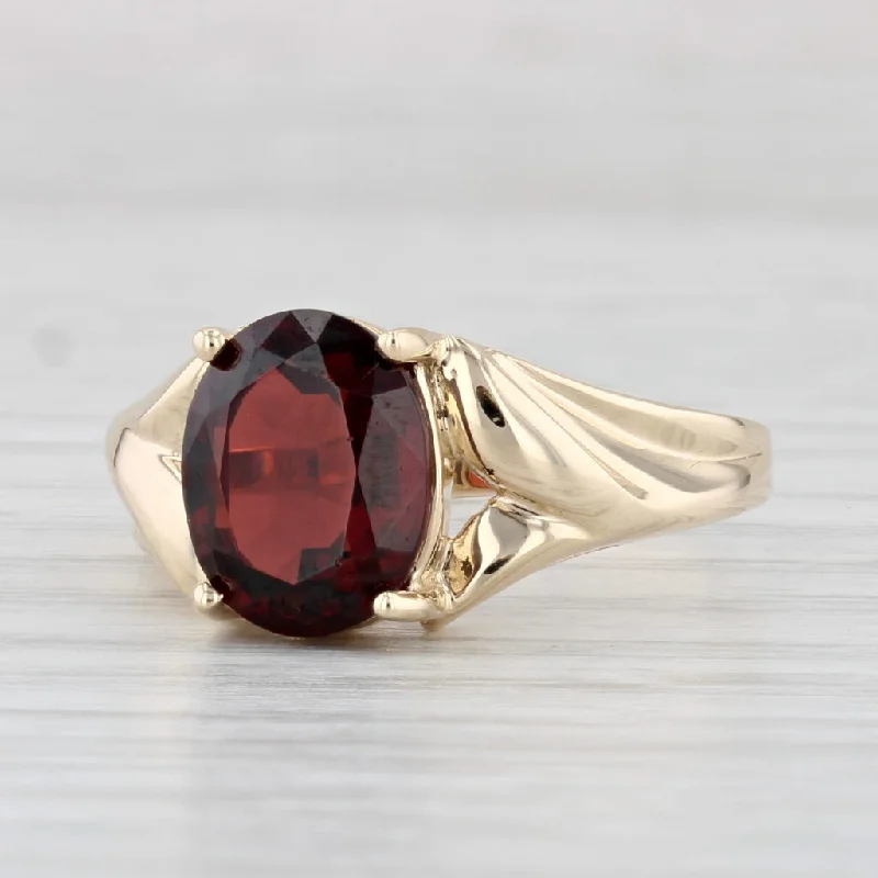 two-tone engagement rings for women-3ctw Garnet Ring 10k Yellow Gold Size 8 Oval Solitaire