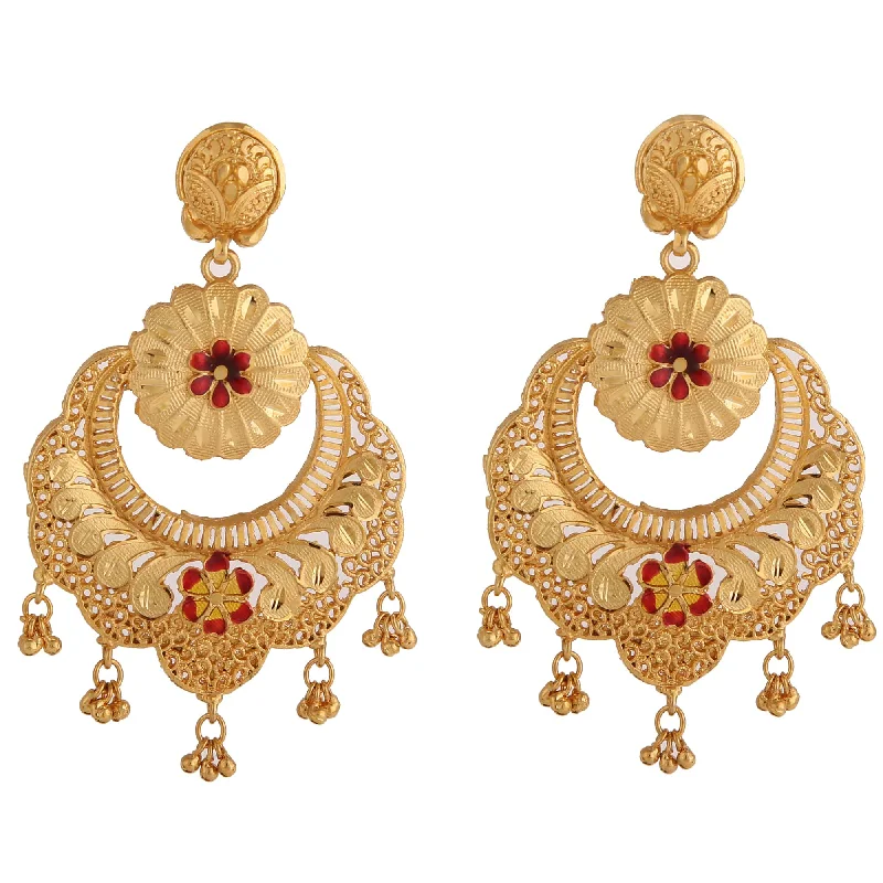 cubic zirconia earrings for women-Minakari Chandbali Kanbala