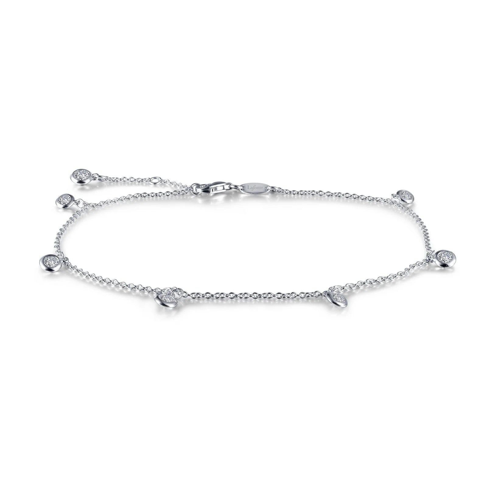 stylish anklets for women-Lafonn Simulated Diamond Bezel-Set Station Anklet A0021CLP