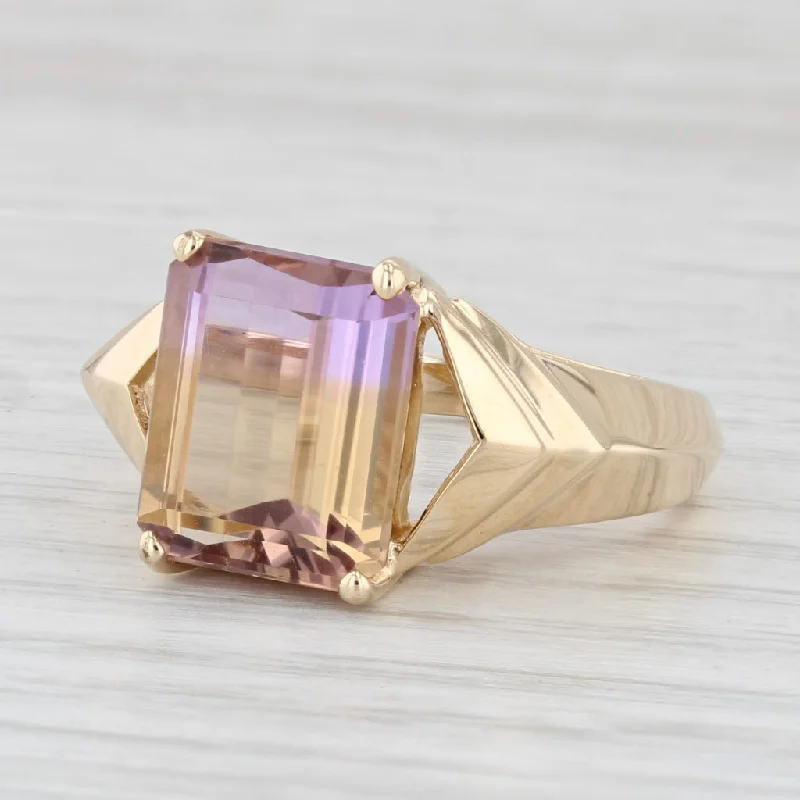 affordable engagement ring sets for women-5.45ct Yellow Purple Ametrine Ring 10k Yellow Gold Size 7.5 Cocktail