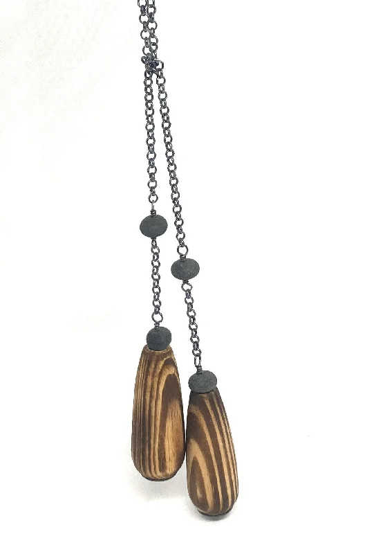 luxury necklaces for women-Wood and Rock Lariat