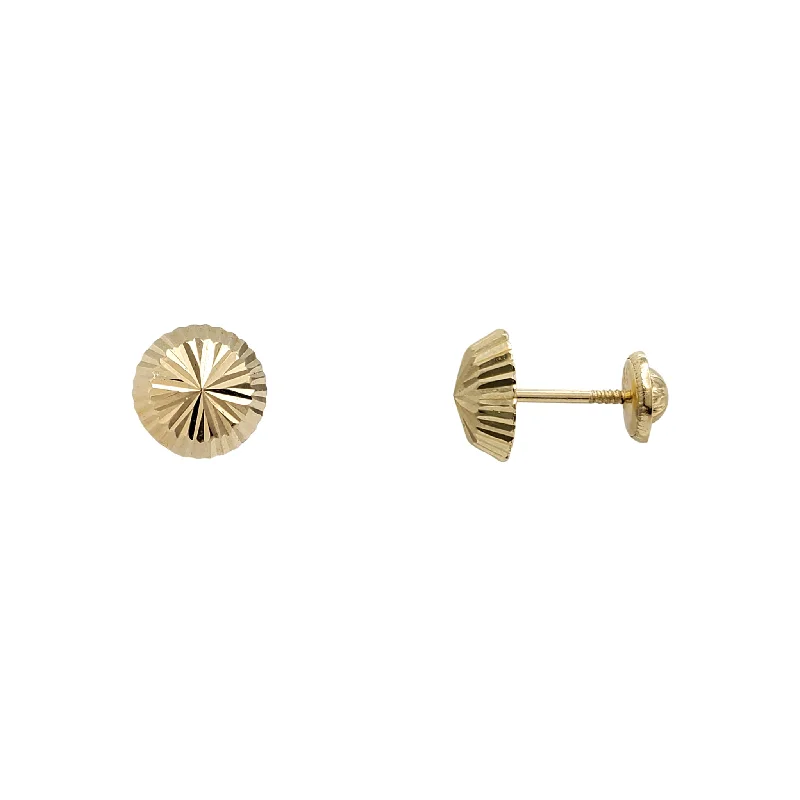 hoop stud earrings for women-Fluted Half-Ball Stud Earrings (14K)