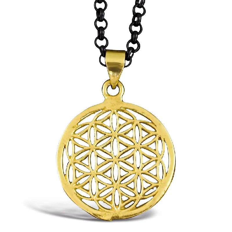 trendy necklaces for women-<span>PBR-014<span>: </span></span>Flower of Life - Brass Pendant