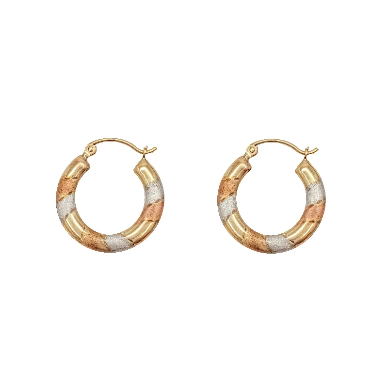 sterling silver hoop earrings for women-Tri-Tone Hoop Earring (10K)