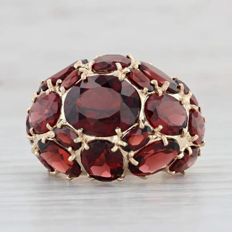 bridal sets engagement rings for women-23.10ctw Garnet Cluster Cocktail Ring 14k Yellow Gold Size 7