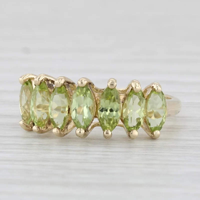 unique gemstone engagement rings for women-1.50ctw Marquise Peridot Ring 10k Yellow Gold Size 5