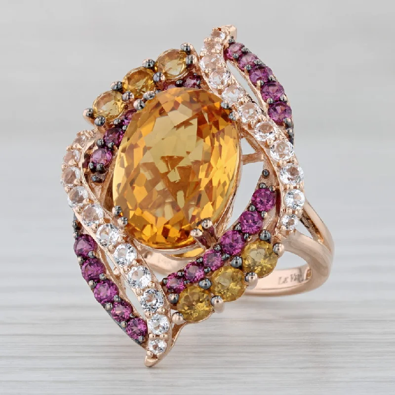 rose gold engagement rings for women-Le Vian Crazy 9.32ctw Gemstone Cocktail Ring 14k Rose Gold Citrine Garnet Topaz