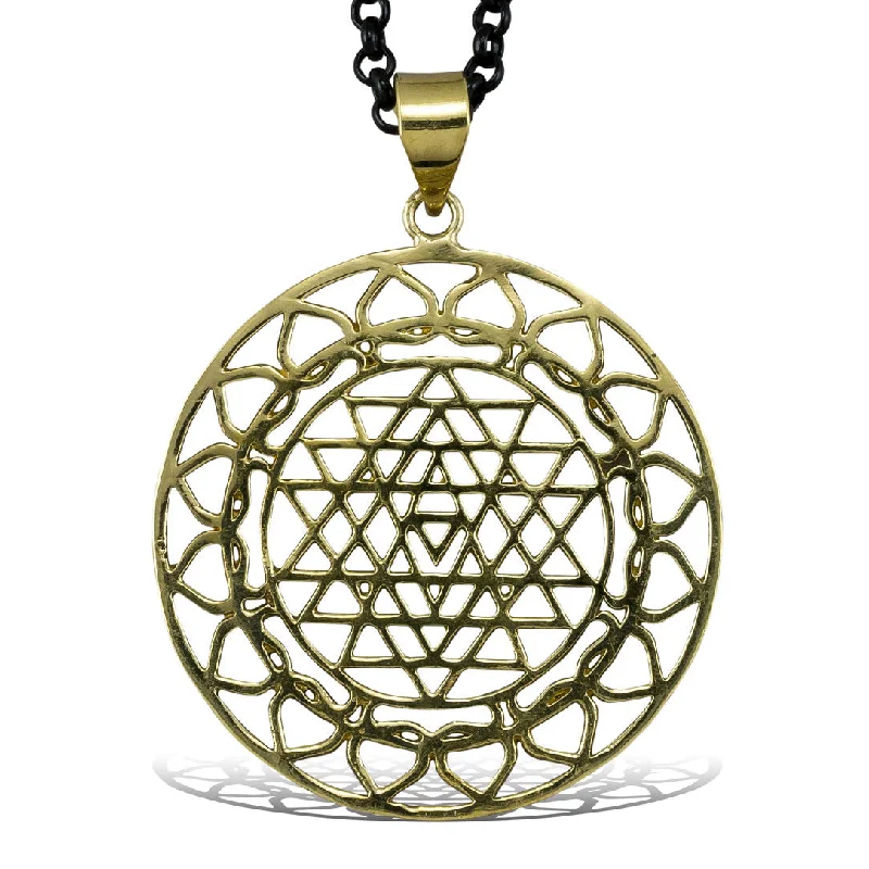 modern crystal necklaces for women-<span>PBR-013<span>: </span></span>Sri Yantra Life - Brass Pendant