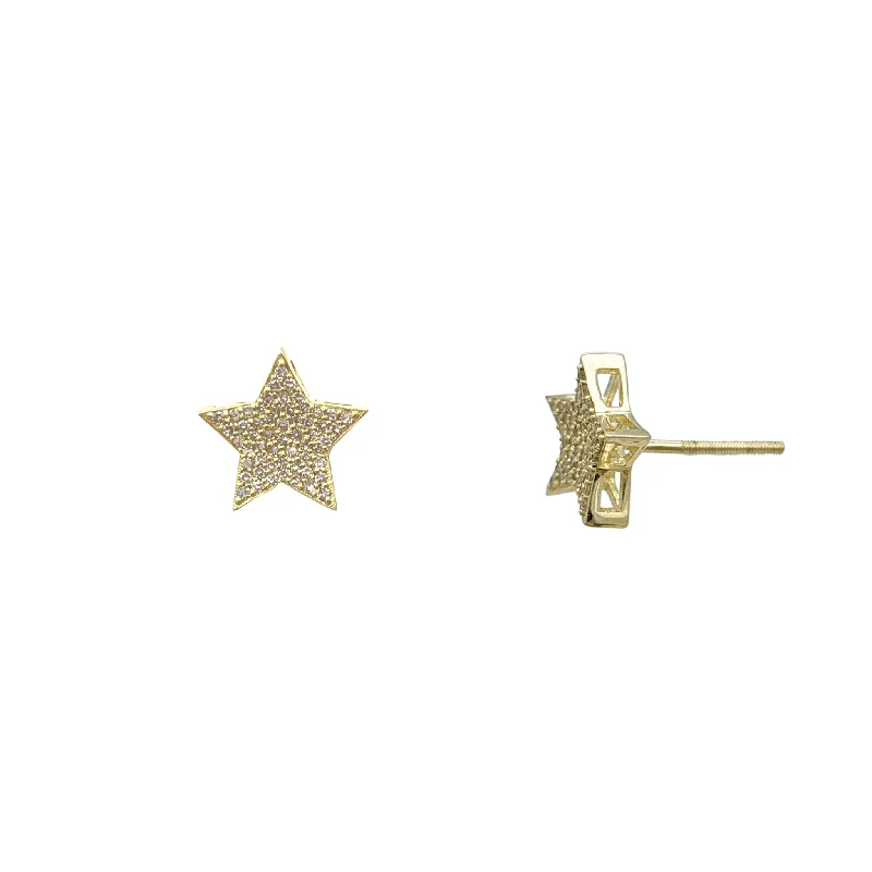 vintage drop earrings for women-Diamond Pace Star Stud Earrings (14K)