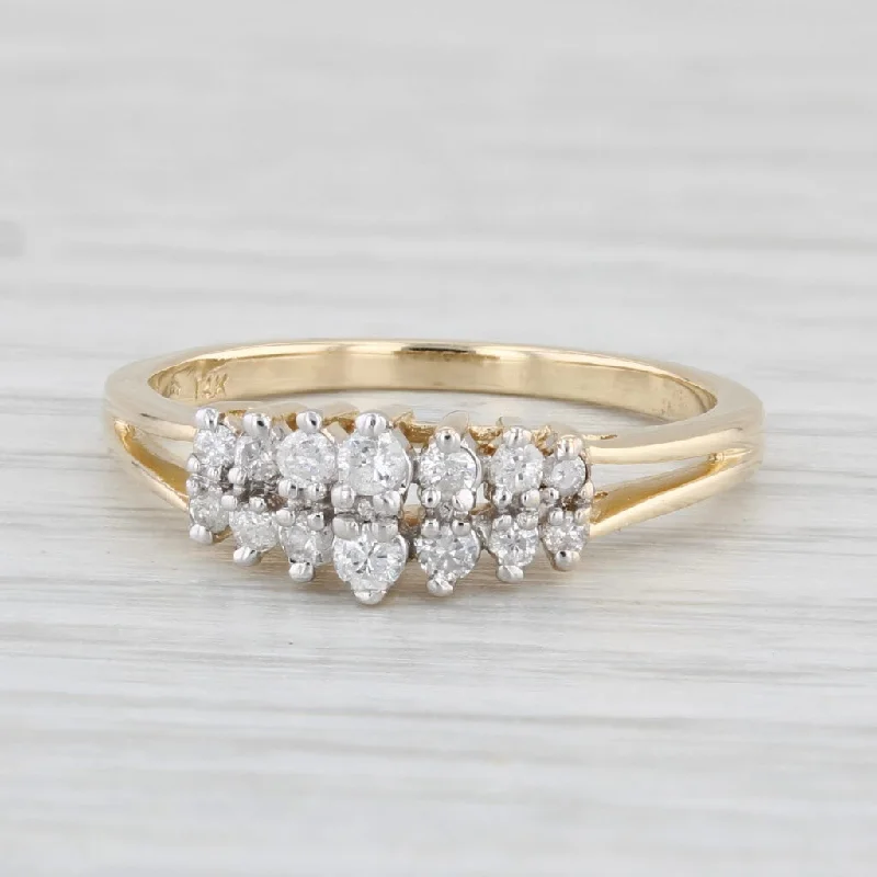 diamond ring sets for women-0.18ctw Tiered Diamond Pyramid Ring 14k Yellow Gold Size 6.25 Stackable