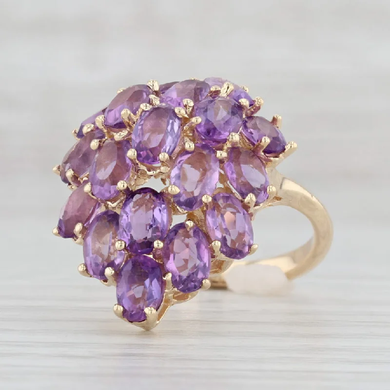 trendy engagement rings for women-8ctw Amethyst Cluster Ring 14k Yellow Gold Size 7.25 Cocktail