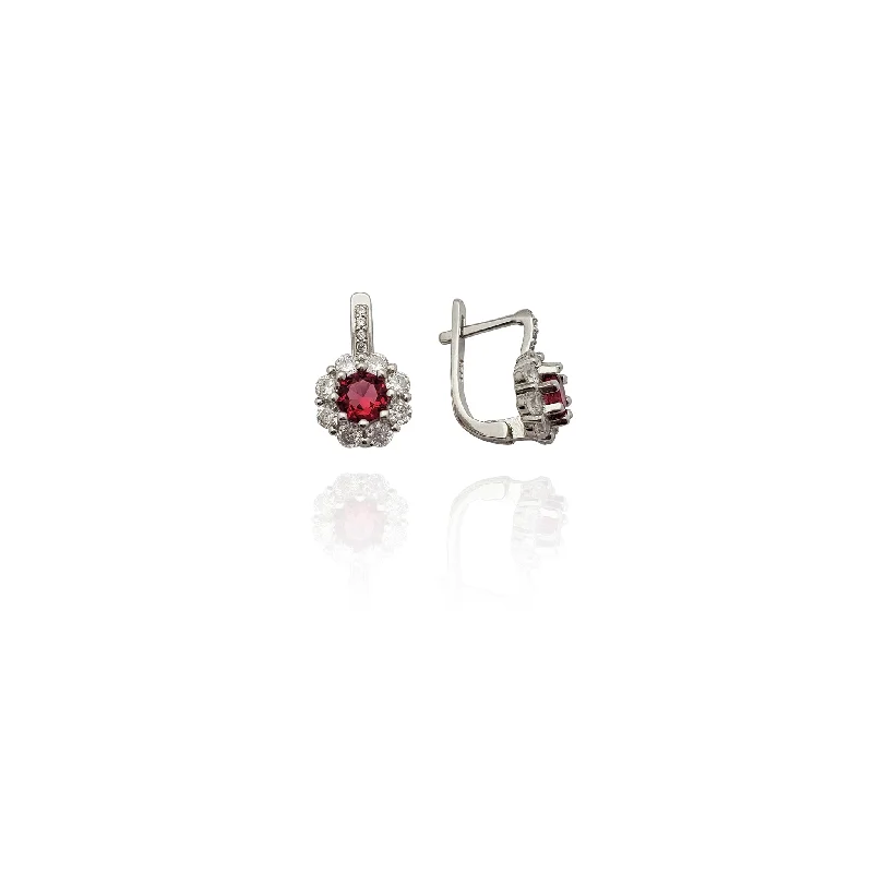 matching earrings for women-Dahlia Flower CZ Earrings (Silver)