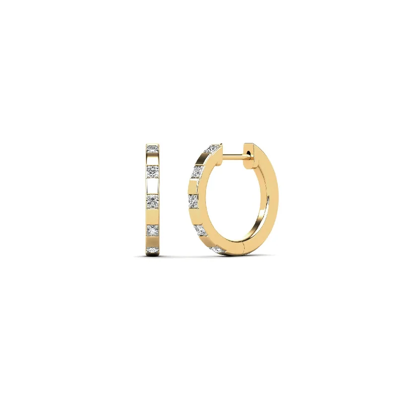 unique earrings for women-Diamond Huggie Earrings (14K)