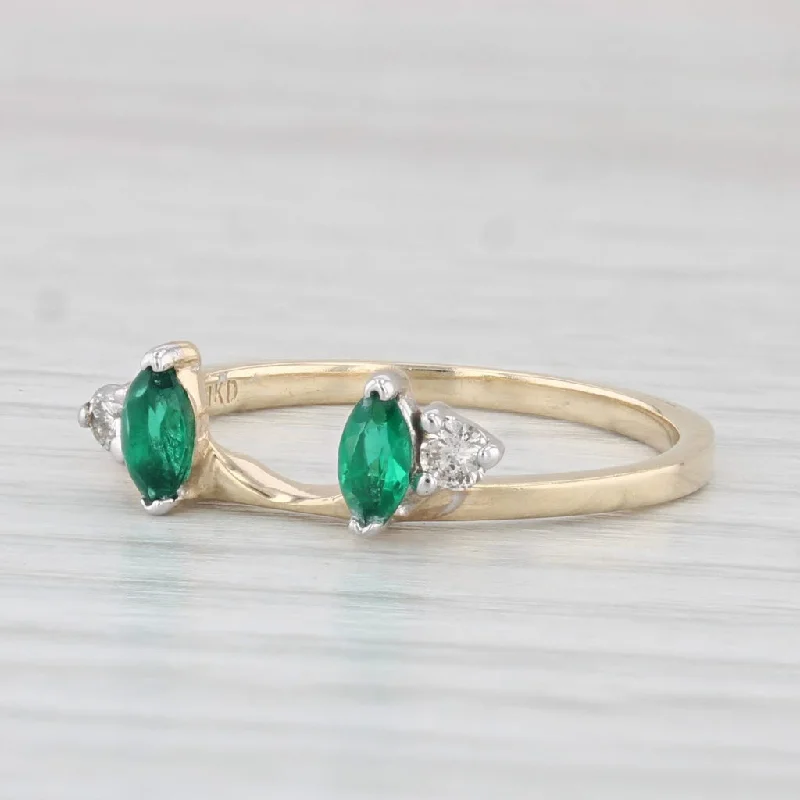 halo engagement rings for women-Simulated Emerald Green Glass Enhancer Ring 10k Gold Sz 6.75 Guard Jacket Bridal