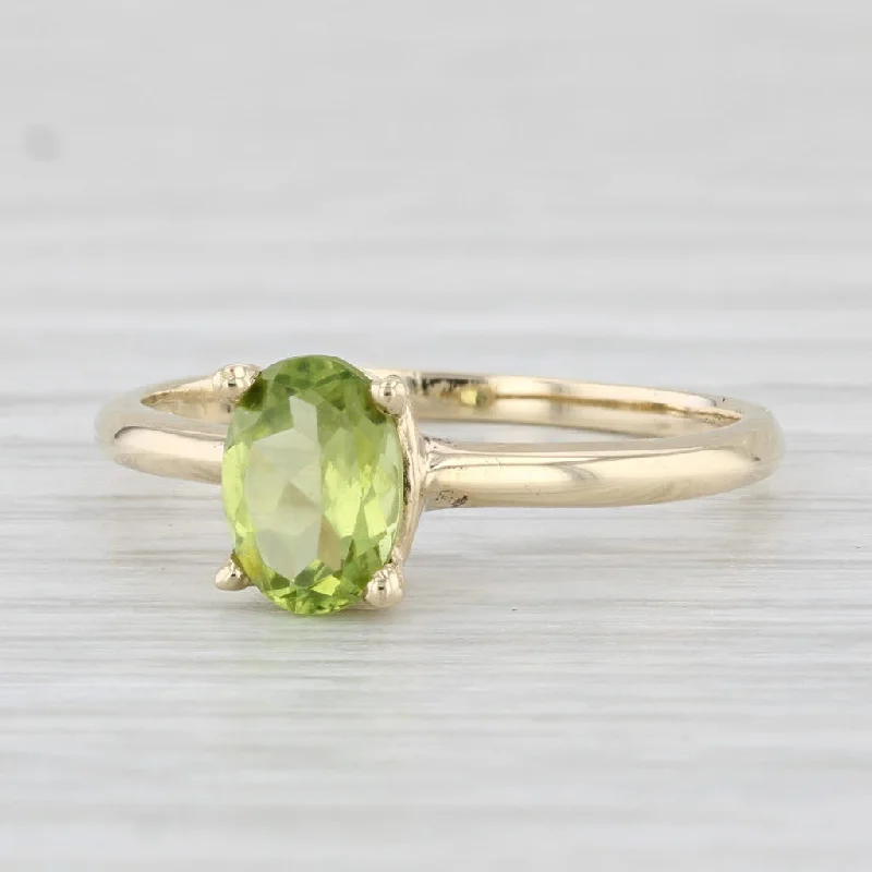 platinum diamond engagement rings for women-0.85ct Oval Peridot Solitaire Ring 10k Yellow Gold Size 6