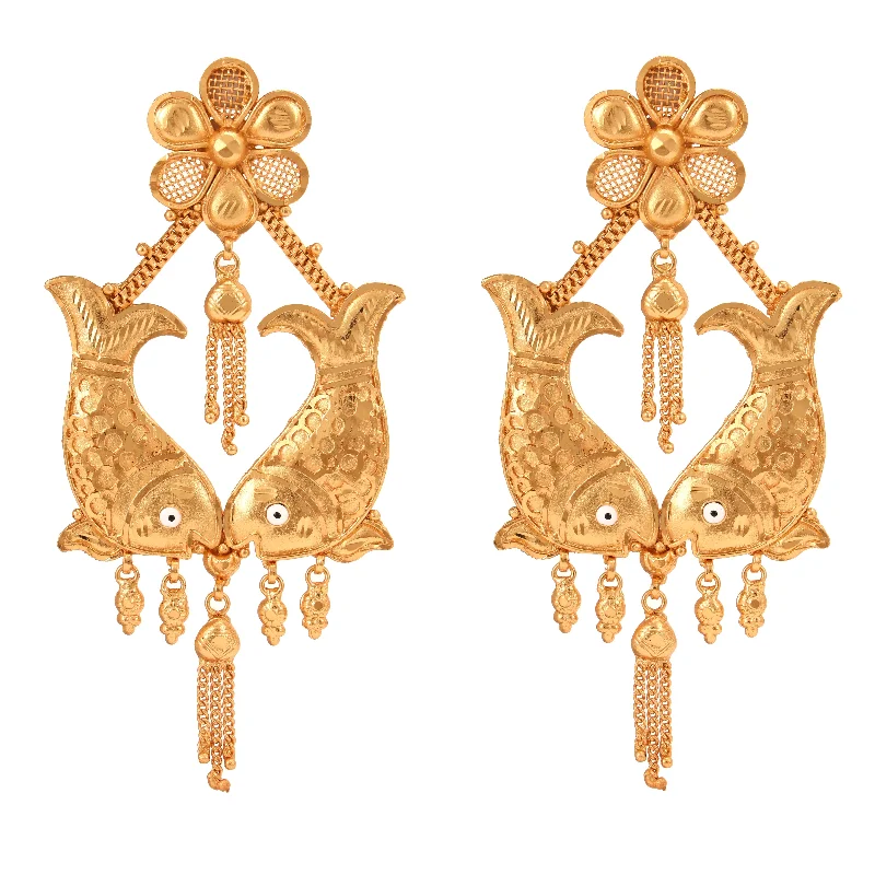 round diamond earrings for women-Fish Drops Kanbala