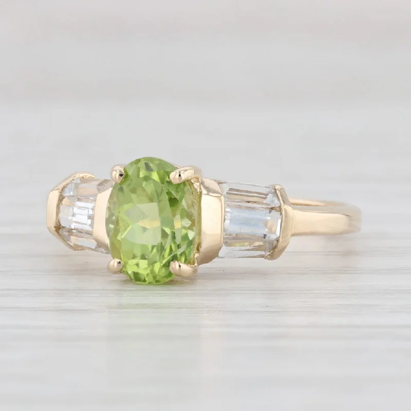 luxury engagement rings for women-2.20ctw Oval Peridot Topaz Ring 14k Yellow Gold Size 8