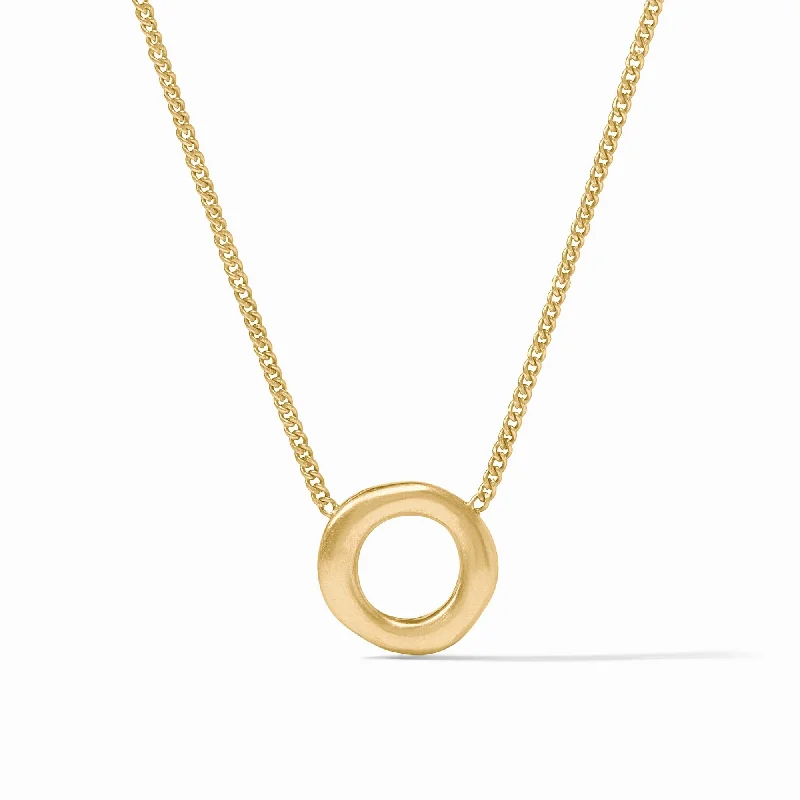 sterling silver name necklaces for women-Wave Circle Delicate Necklace