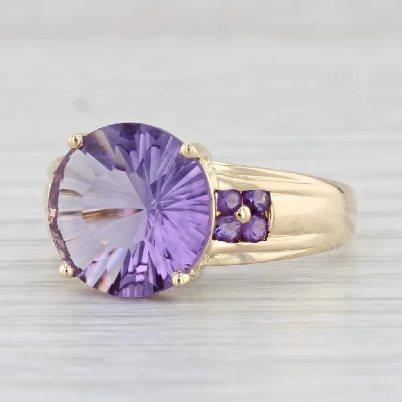 trendy engagement rings for women-4.42ctw Round Amethyst Ring 14k Yellow Gold Size 9.25