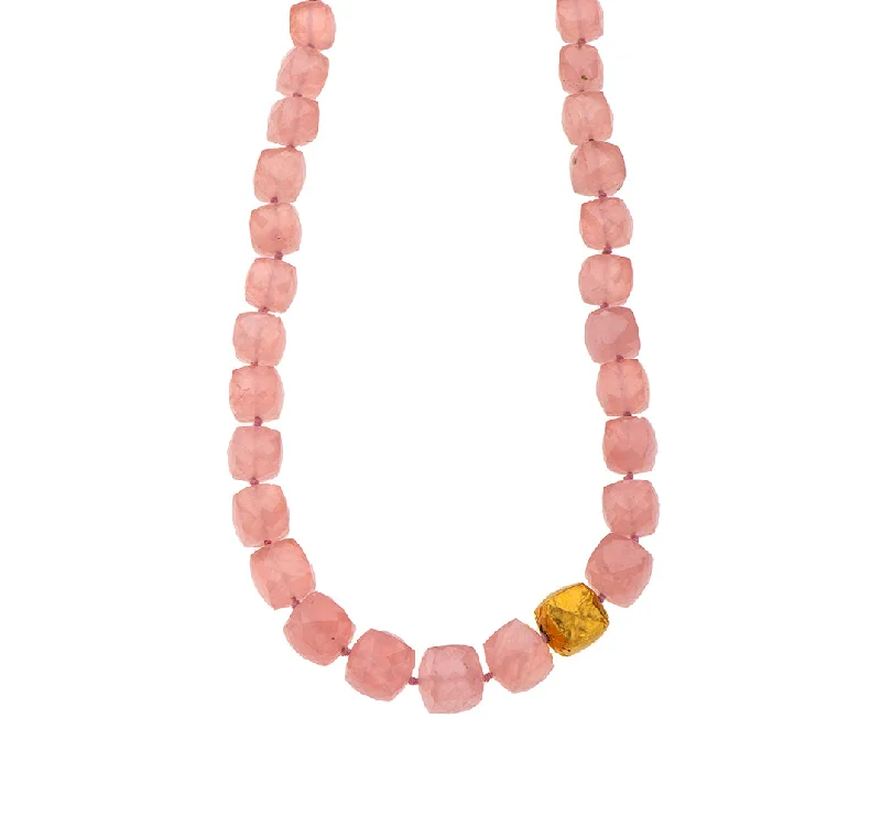 pendant necklaces for women-Nava Zahavi Yellow Gold Rose Quartz Necklace