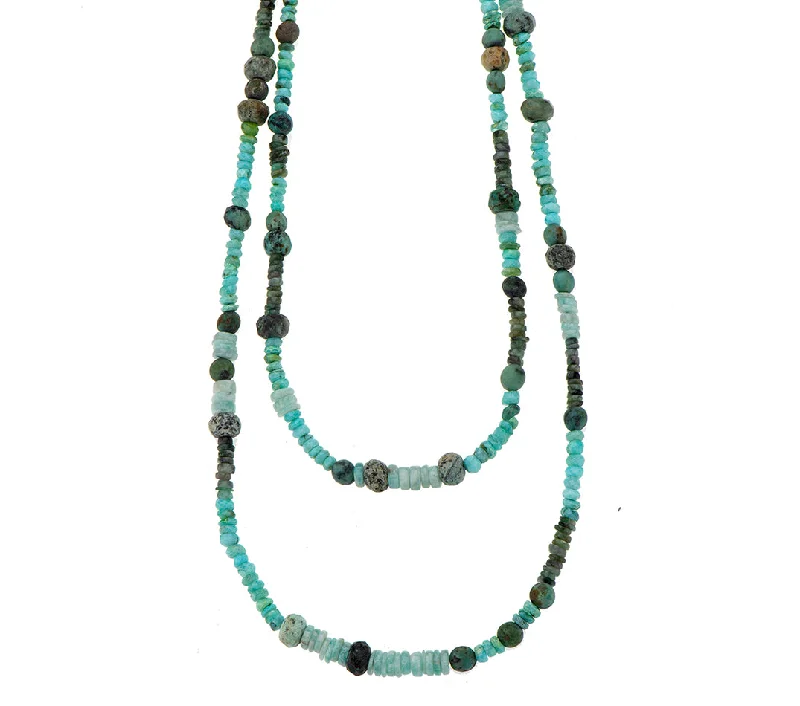 heart-shaped necklaces for women-Nava Zahavi Turquoise, Aquamarine and Emeralds Necklace