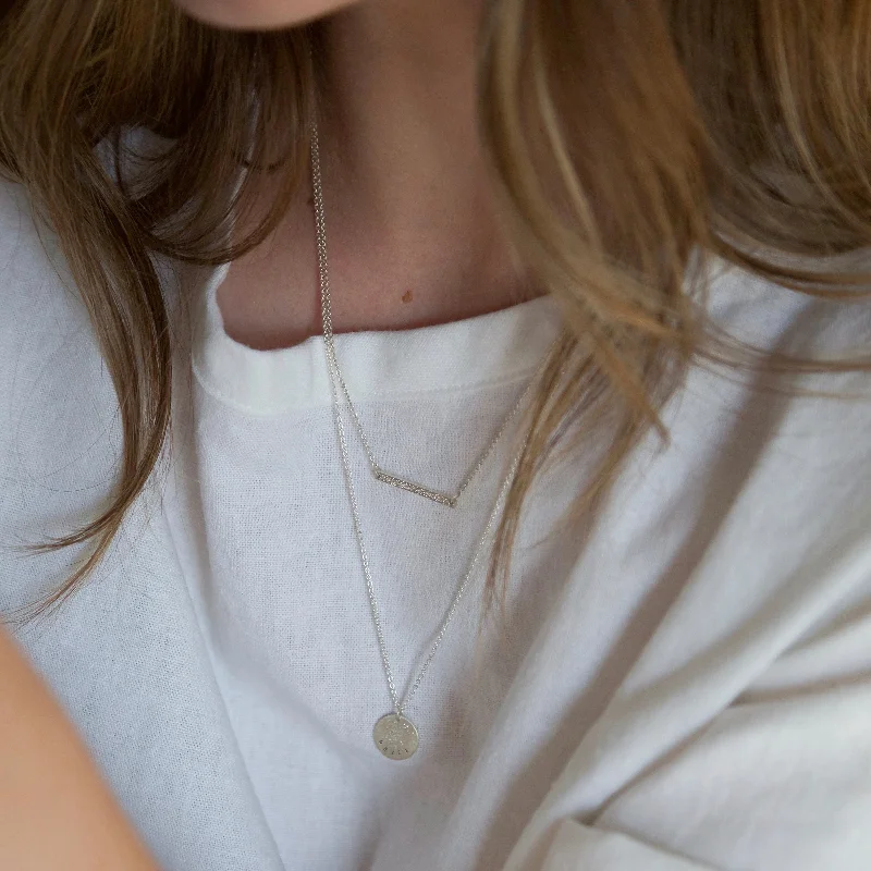 layered necklaces for women-DIAMOND DUSTED HORIZON NECKLACE