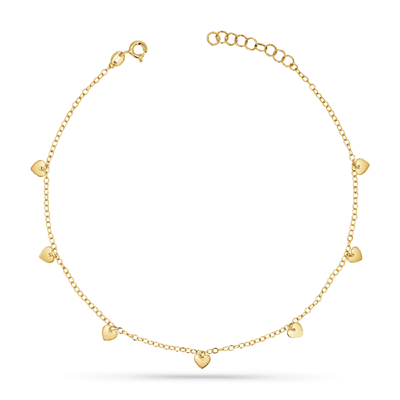 simple anklets for women-Heart Station Chain Anklet